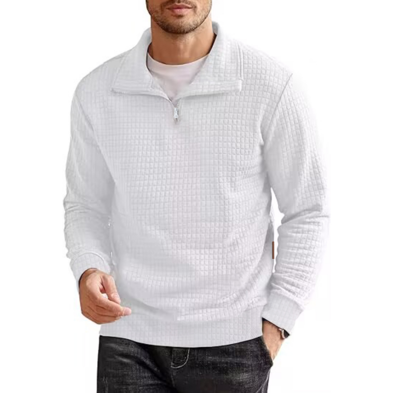 Men's Plus Size Quarter-Zip Long Sleeve Sweater