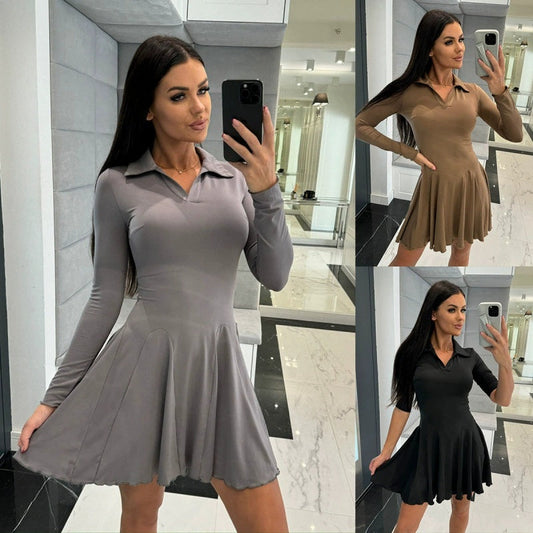 ✨2025 New Arrival✨Women's Flare Hem Long Sleeve A Line Dresses