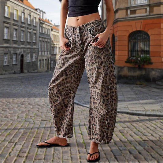 🐆👖Casual Loose Leopard Print Pants with Pockets