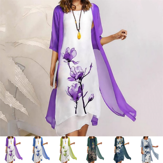 Women's Two-Piece Floral Print Suit Dress