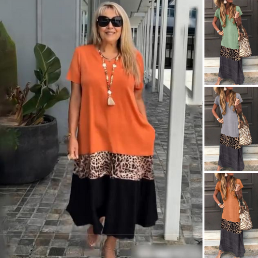 💕New Specials💕Women’s Color Block Short Sleeve Long Dress