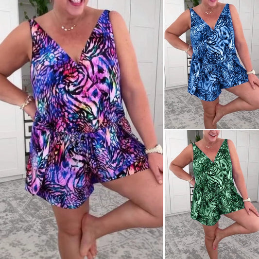 🔥Summer Hot Sale 50%OFF🩱 Sleeveless V-Neck Printed Swimsuit