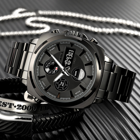 Men’s Analog Digital Steel Watch with Alarm