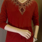2025 Quality Winter Rhinestone Velvet Long Sleeve T Shirt