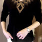 2025 Quality Winter Rhinestone Velvet Long Sleeve T Shirt