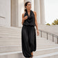 📢 LIMITED TIME 50% OFF! 👗 Chic Draped Halter Neck Jumpsuit – Breathable Wide-Leg Silhouette & Elegant Day-to-Night Style ✨