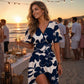 💃Summer Hot Sale 49% OFF🌈Women's Ruffle Sleeve Sexy Sundress Floral V Neck Short Wrap Dress with Pockets