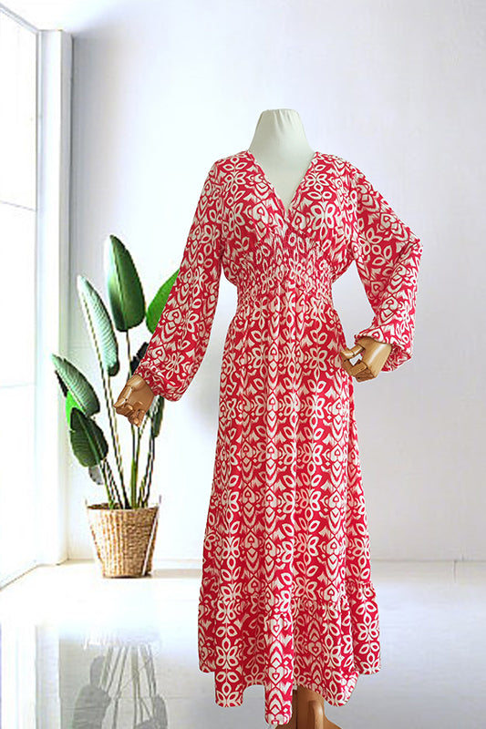 🔥50% OFF🔥Casual Print V-neck Long Dress