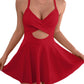💎 50% OFF! 💎 Women's Cutout One Piece Skirt Swimsuit – V-Neck, Tummy Control & Flirty Cutouts 🩱✨