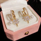 Buy 1 Get 1 Free🌸Fashion crystal four-petal flower pearl earrings