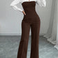 Women's Elegant Striped V-Neck Blouse & Wide-Leg Trouser Set