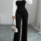 Women's Elegant Striped V-Neck Blouse & Wide-Leg Trouser Set