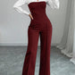 Women's Elegant Striped V-Neck Blouse & Wide-Leg Trouser Set