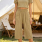 👖 50% OFF💫Women's High Waisted Wide Leg Linen Elastic Smock Waist Capri Pants