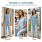 💙Casual Round Neck Layered Tunic Top and Wide Leg Pants Set
