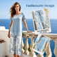 💙Casual Round Neck Layered Tunic Top and Wide Leg Pants Set