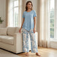 💙Casual Round Neck Layered Tunic Top and Wide Leg Pants Set