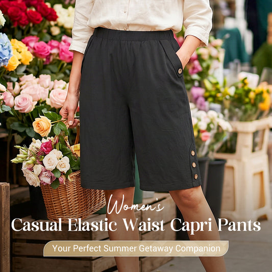 👖New Arrival❣️Women's Casual Comfortable Elastic Waist Capri Pants