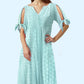 💃Women's Elegant V-Neck Hollow-Out Solid Dress