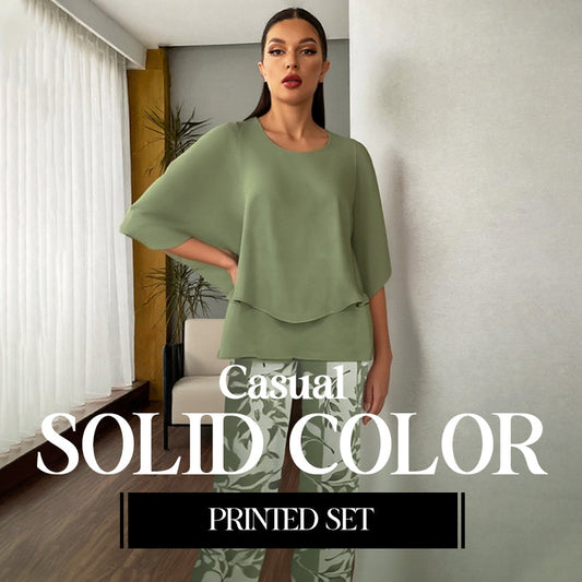 🔥 50% OFF🔥Women’s Printed Pants and Crew Neck Top Set
