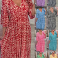 💖Summer Hot Sale 50% OFF💖Bohemian Casual Print V-neck Waist Wrap Long Dress