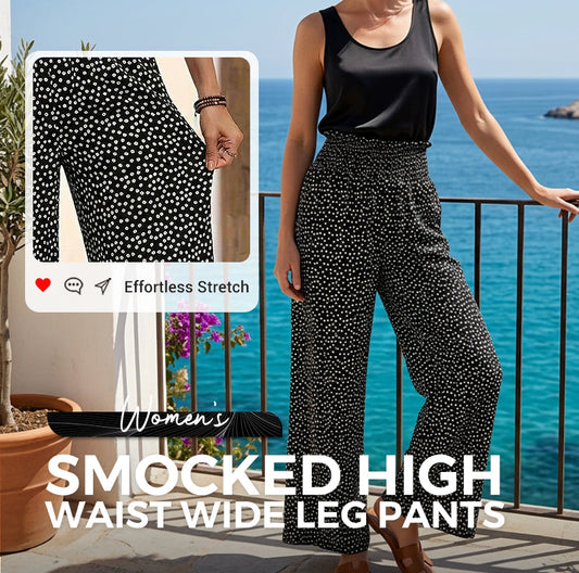 👖50% OFF!✨Women's Smocked High Waist Wide Leg Pants – Flattering, Breezy, Chic 🌸