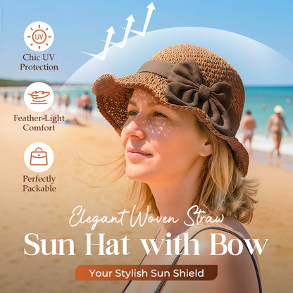 🔥 Hot Sale 49% OFF🔥Elegant Woven Straw Sun Hat with Bow