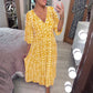 💖Summer Hot Sale 50% OFF💖Bohemian Casual Print V-neck Waist Wrap Long Dress