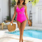 👙Vacation Hot Sale 49%🩱Metallic Accent Mesh Panel One-Piece Swimsuit