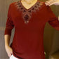 2025 Quality Winter Rhinestone Velvet Long Sleeve T Shirt