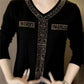 2025 Quality Winter Rhinestone Velvet Long Sleeve T Shirt