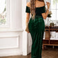 💃Women's Elegant Off The Shoulder Ruched Velvet Dress