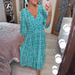 💖Summer Hot Sale 50% OFF💖Bohemian Casual Print V-neck Waist Wrap Long Dress