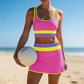 👙Hot Sale🌈Color Block Patchwork Nylon Sporty 3-Piece Bikini Set