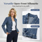 Women's Ruffle Trim Open-Front Denim Jacket