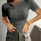 Women's Short Sleeve Henley Ribbed Knit Top