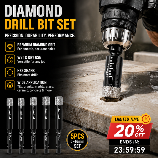 💎 50% OFF NOW! 🔧 Diamond Drill Bits Set – 5-16mm Sizes, Hex Shank, Dry/Wet Use – Smooth Precision Holes 🏗️