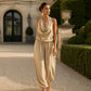 📢 LIMITED TIME 50% OFF! 👗 Chic Draped Halter Neck Jumpsuit – Breathable Wide-Leg Silhouette & Elegant Day-to-Night Style ✨