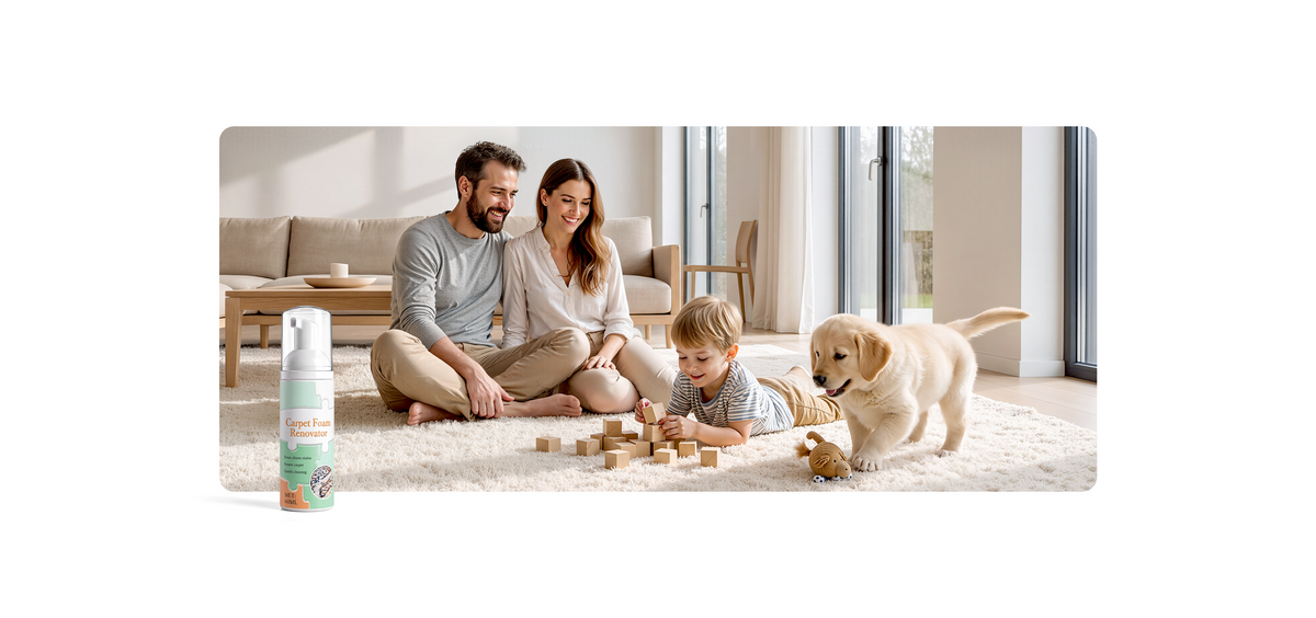 Family enjoying a fresh clean carpet