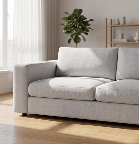 Light-colored fabric sofa