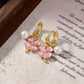 Buy 1 Get 1 Free🌸Fashion crystal four-petal flower pearl earrings