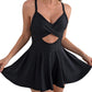 💎 50% OFF! 💎 Women's Cutout One Piece Skirt Swimsuit – V-Neck, Tummy Control & Flirty Cutouts 🩱✨