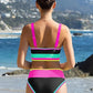 👙Hot Sale🌈Color Block Patchwork Nylon Sporty 3-Piece Bikini Set