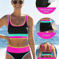 👙Hot Sale🌈Color Block Patchwork Nylon Sporty 3-Piece Bikini Set
