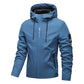 Men's Solid Color Waterproof Windproof Drawstring Zip-up Hoodie Jacket