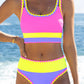 👙Hot Sale🌈Color Block Patchwork Nylon Sporty 3-Piece Bikini Set