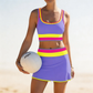 👙Hot Sale🌈Color Block Patchwork Nylon Sporty 3-Piece Bikini Set