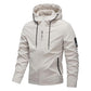 Men's Solid Color Waterproof Windproof Drawstring Zip-up Hoodie Jacket