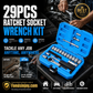 ⏳50% OFF!🔧29pcs Core Ratchet Socket Wrench Kit – Chrome‑vanadium steel, 11 sockets & 10 bits. Perfect for car repairs & DIY 🛠️✨