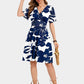💃Summer Hot Sale 49% OFF🌈Women's Ruffle Sleeve Sexy Sundress Floral V Neck Short Wrap Dress with Pockets